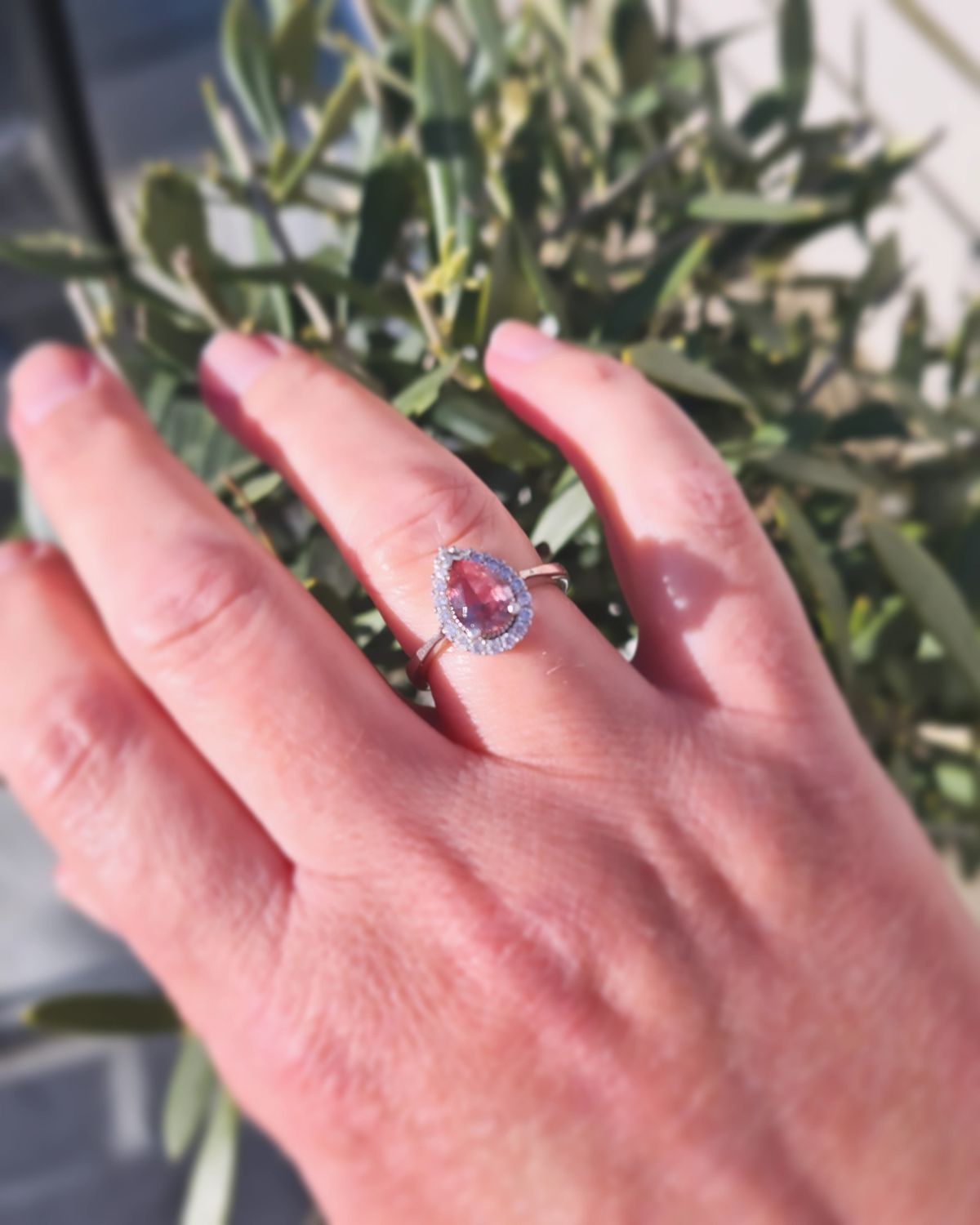 Beautiful pear shaped gemstone silver ring