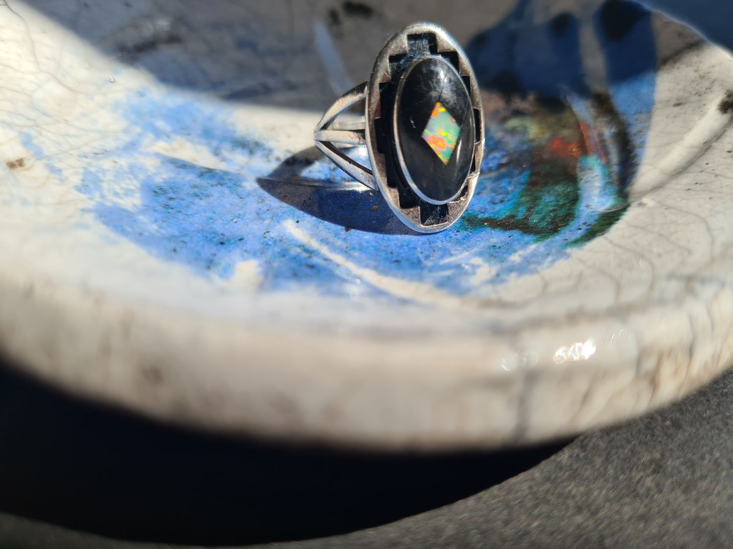 Rare vintage Navajo Opal silver ring