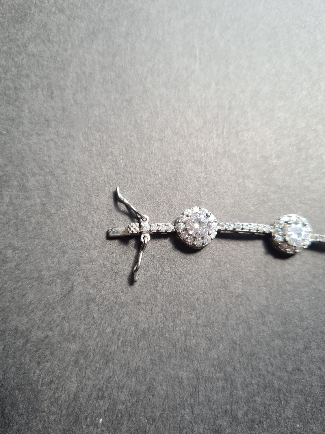 Stunning Halo design silver tennis bracelet