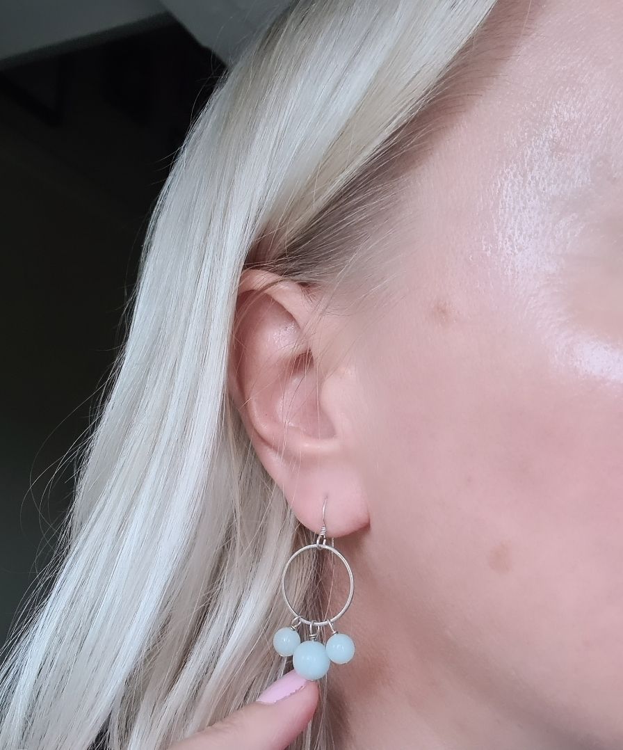 Beautiful Aquamarine silver hoop earrings