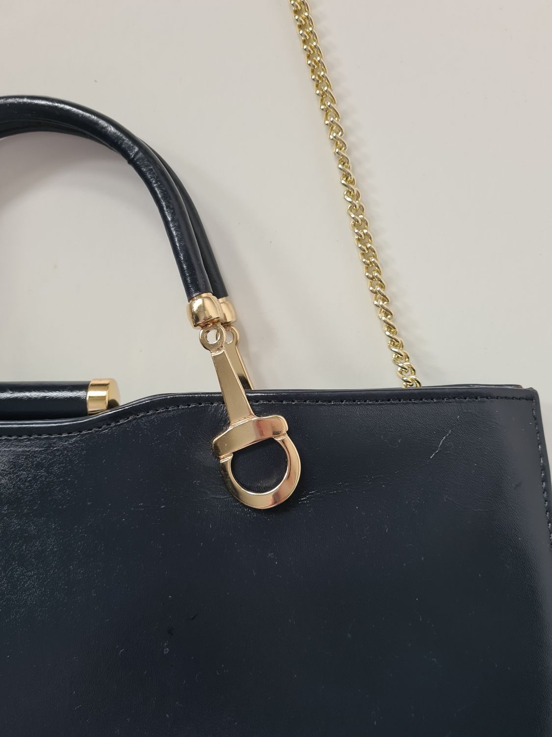 Stunning 1970&#39;s navy leather shoulder/clutch bag