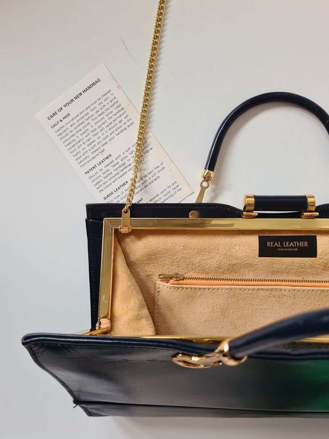 Stunning 1970&#39;s navy leather shoulder/clutch bag