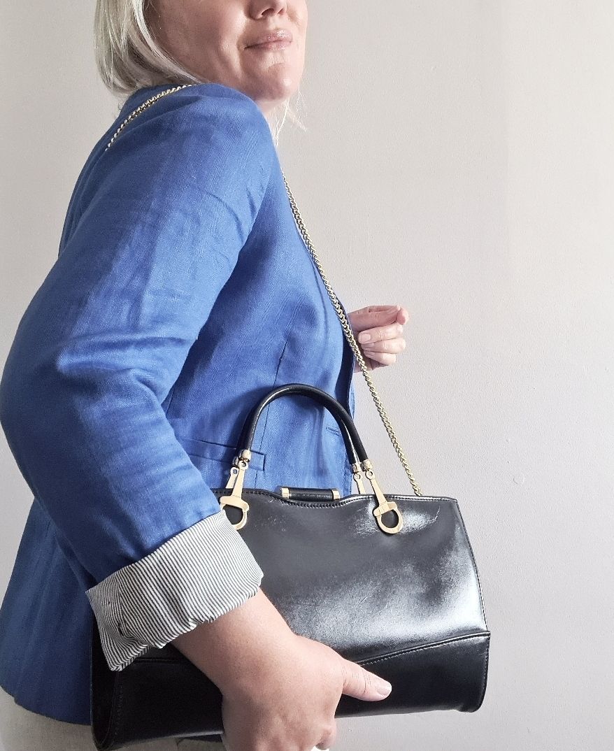 Stunning 1970&#39;s navy leather shoulder/clutch bag