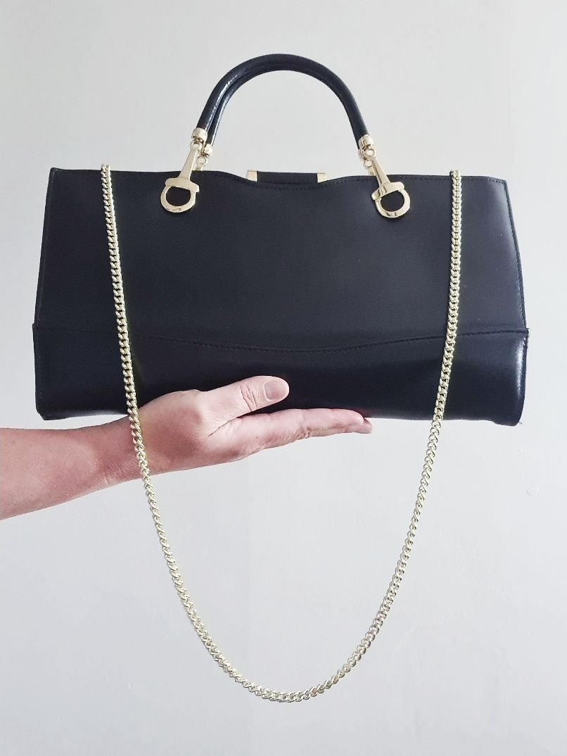 Stunning 1970&#39;s navy leather shoulder/clutch bag