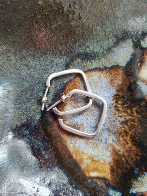 Contemporary square hoop sterling silver earrings