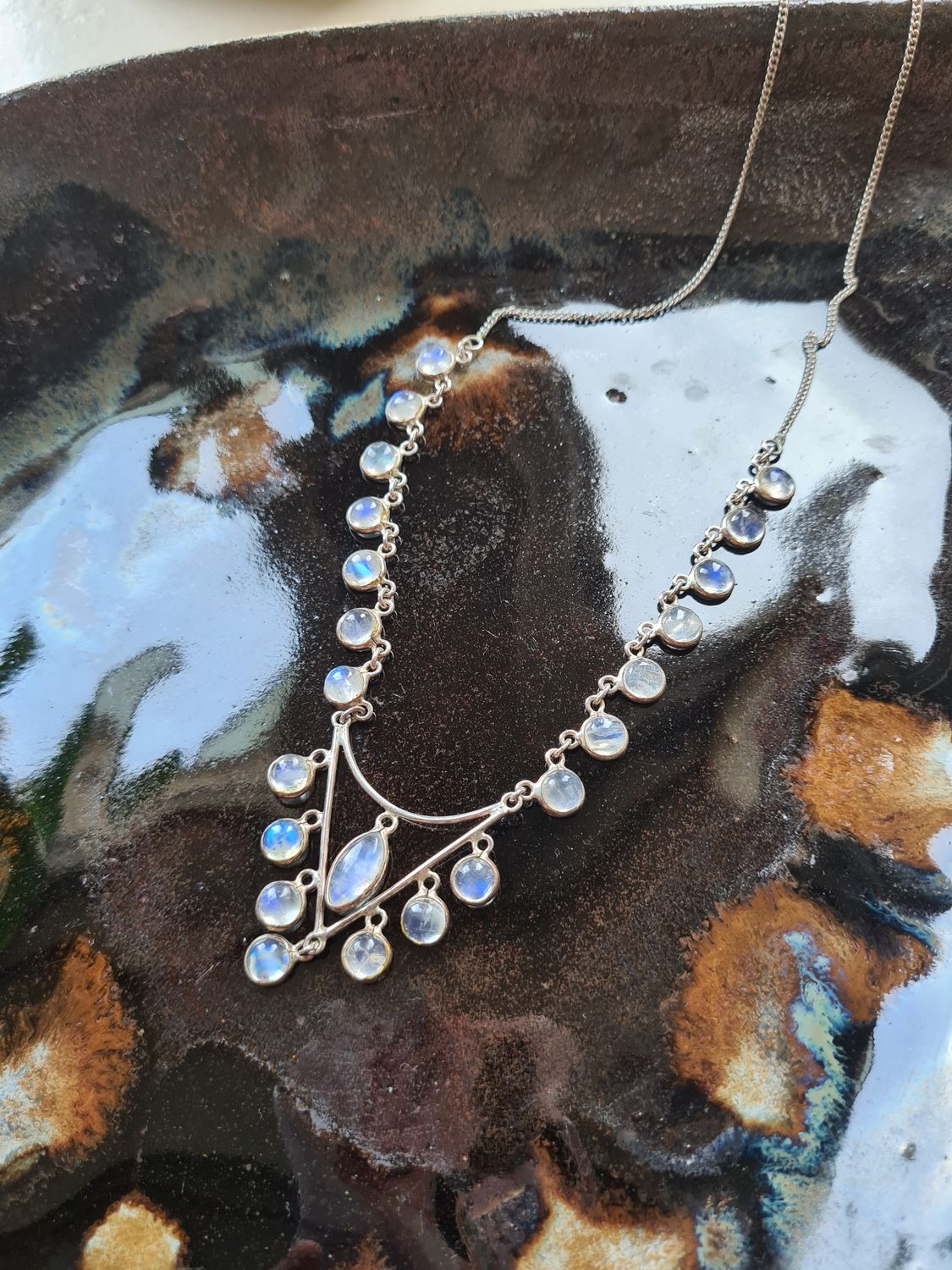 Incredible Moonstone and silver necklace