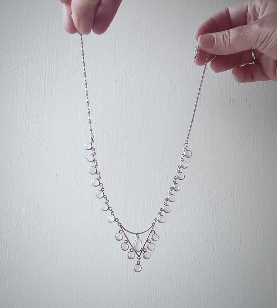 Incredible Moonstone and silver necklace
