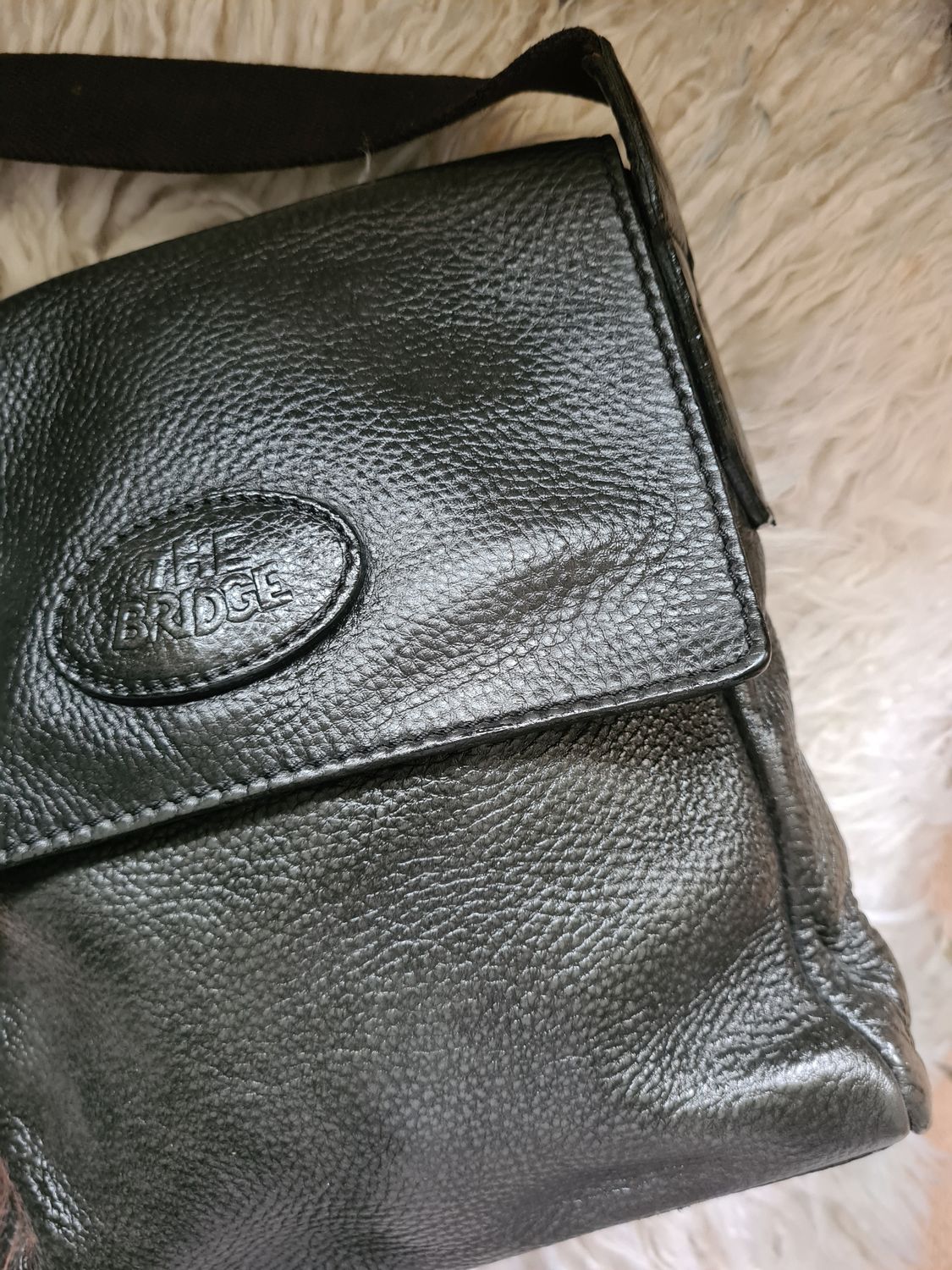 Vintage &#39;The Bridge&#39; black leather messenger bag