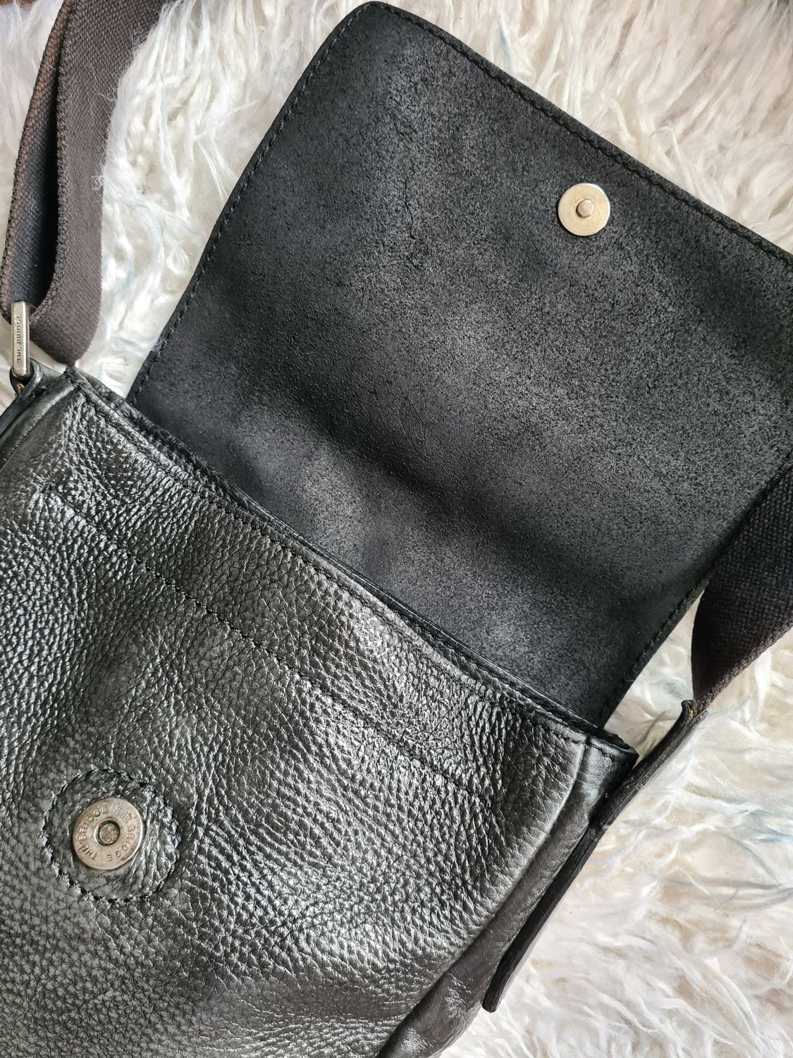 Vintage &#39;The Bridge&#39; black leather messenger bag