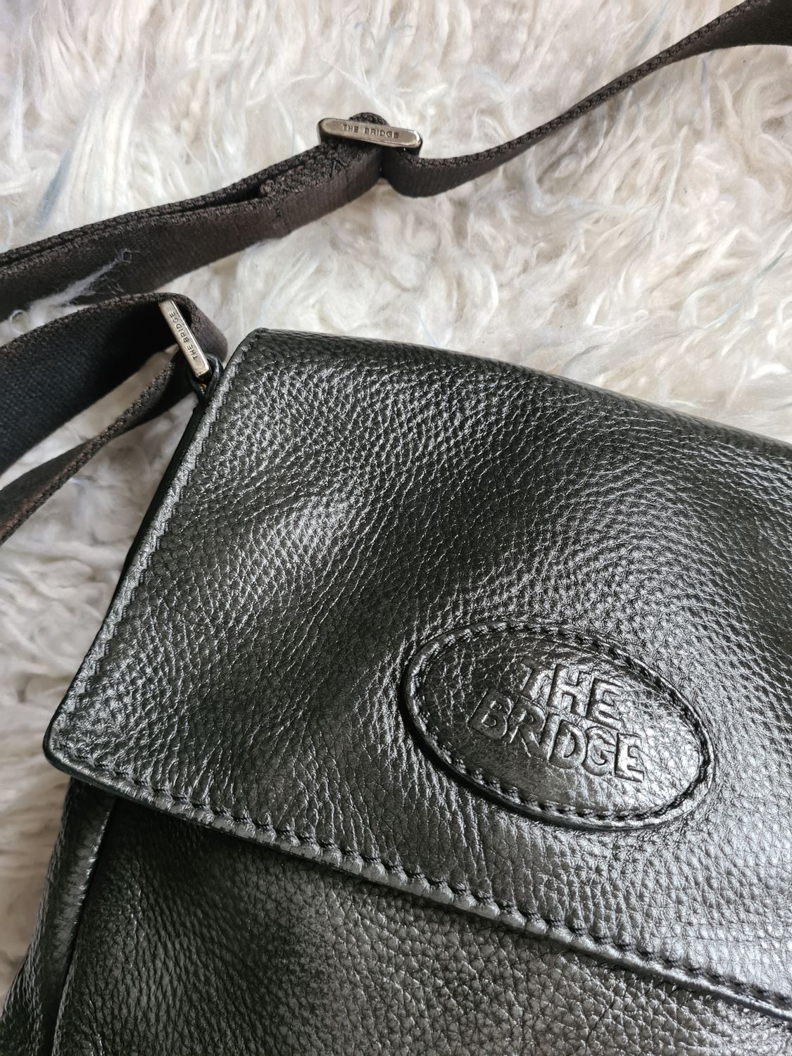Vintage &#39;The Bridge&#39; black leather messenger bag