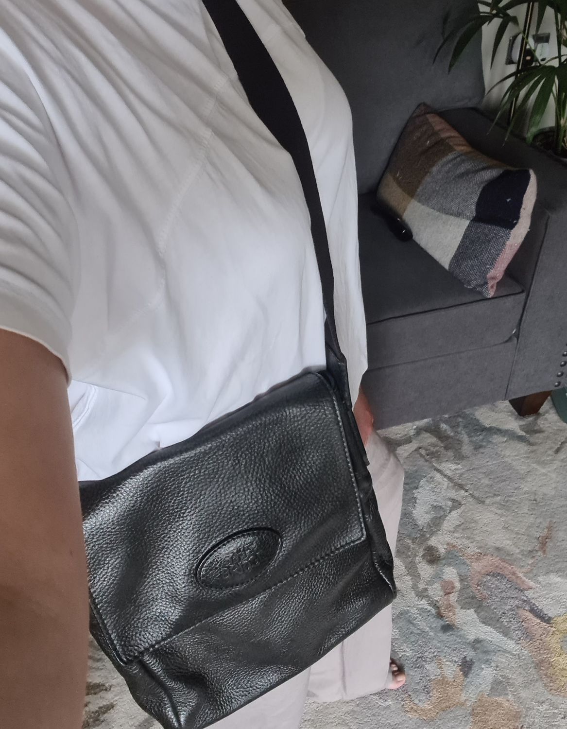 Vintage &#39;The Bridge&#39; black leather messenger bag