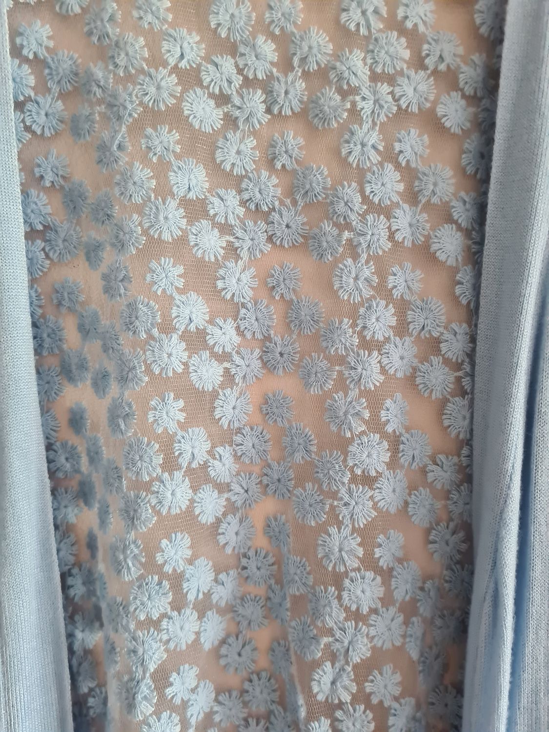 Vintage baby blue flower lace back cardigan