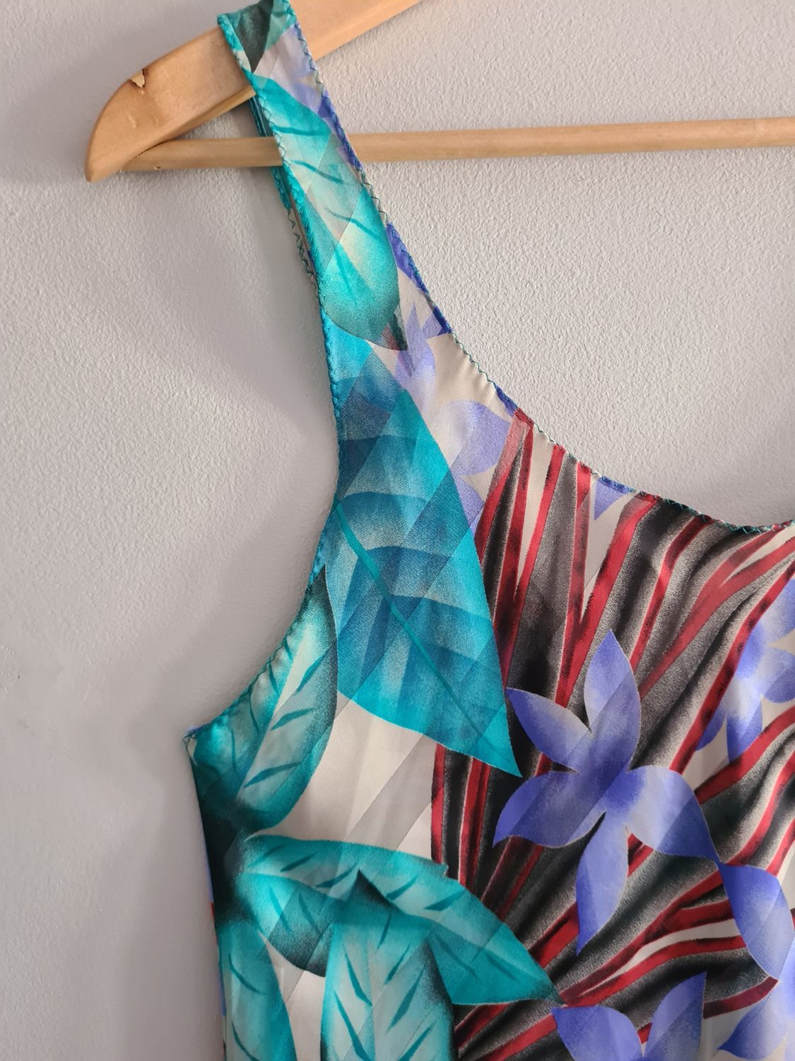 1960&#39;/70&#39;s Incredible satin and sheer striped floral print slip dress