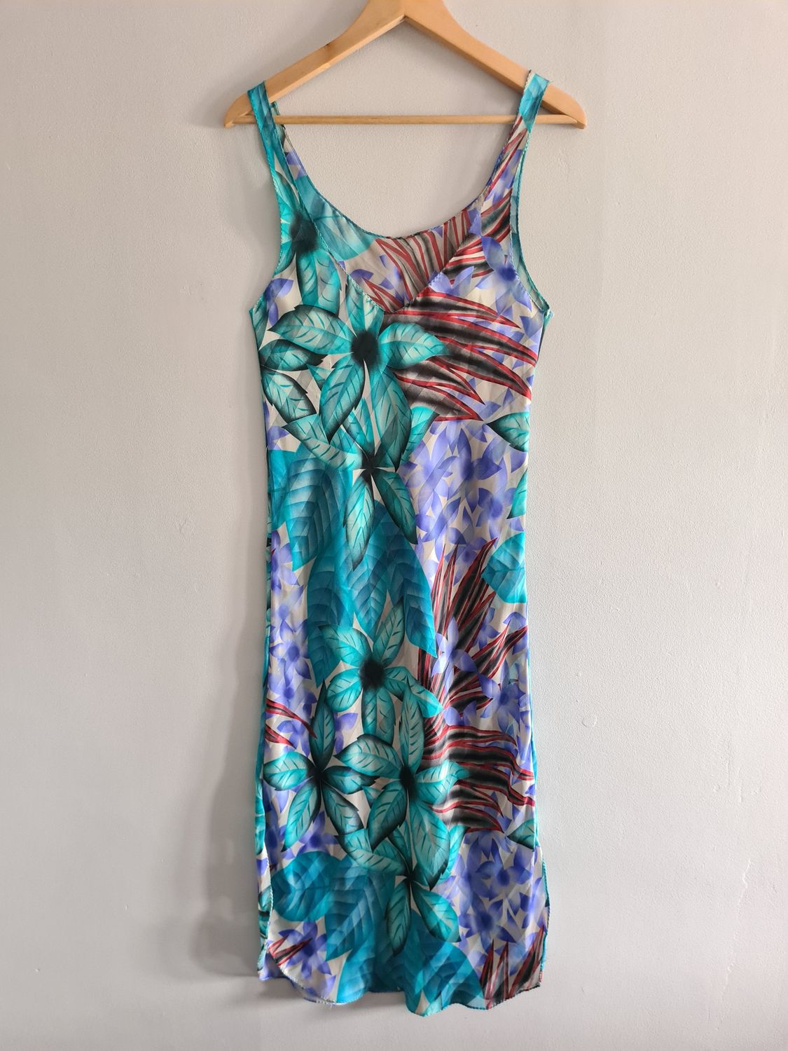 1960&#39;/70&#39;s Incredible satin and sheer striped floral print slip dress