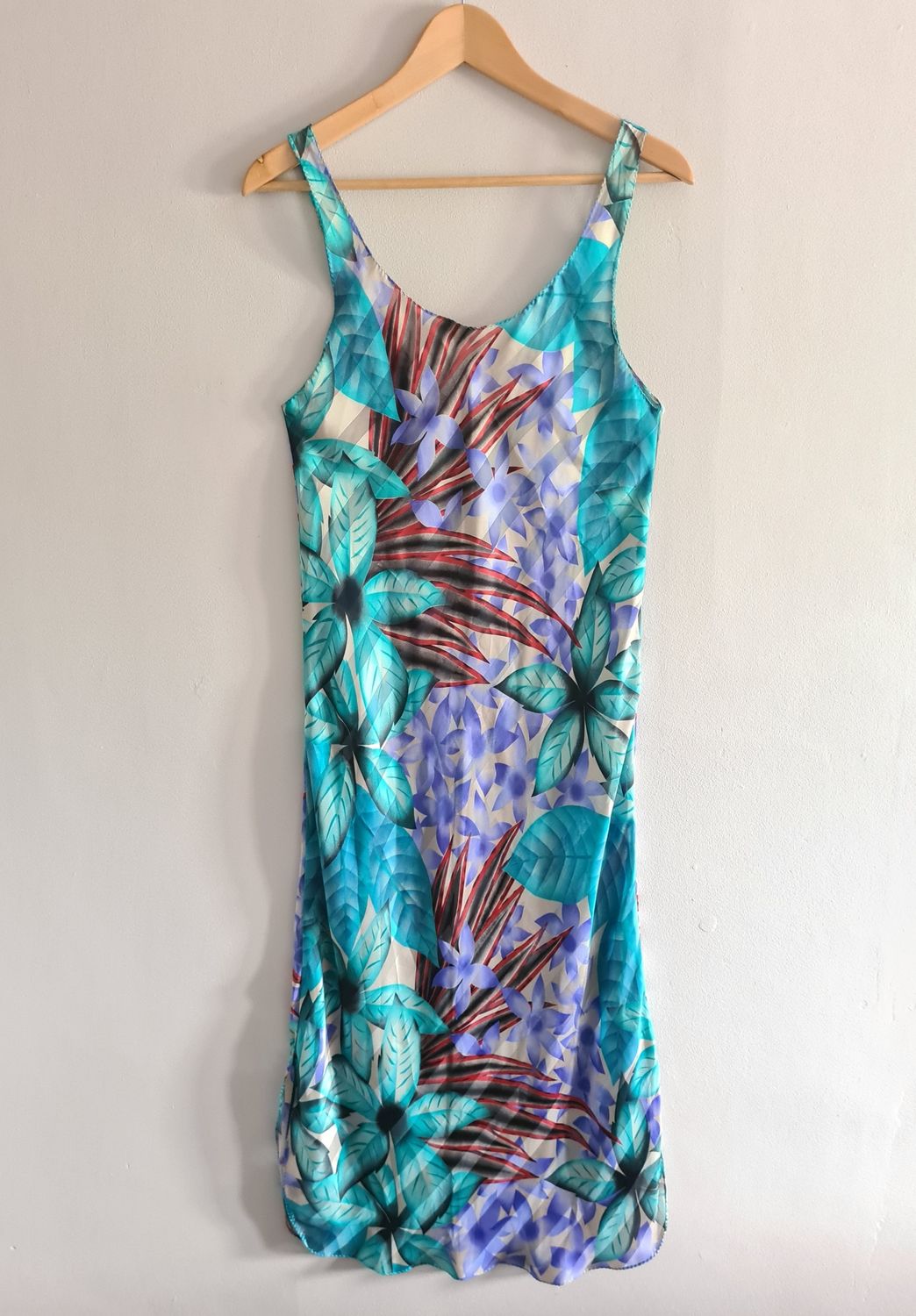 1960&#39;/70&#39;s Incredible satin and sheer striped floral print slip dress