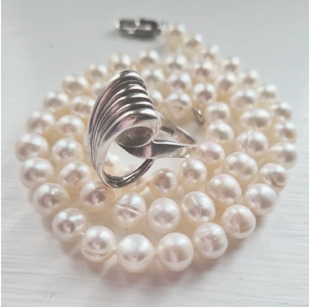 Vintage French ribbon sterling silver ring