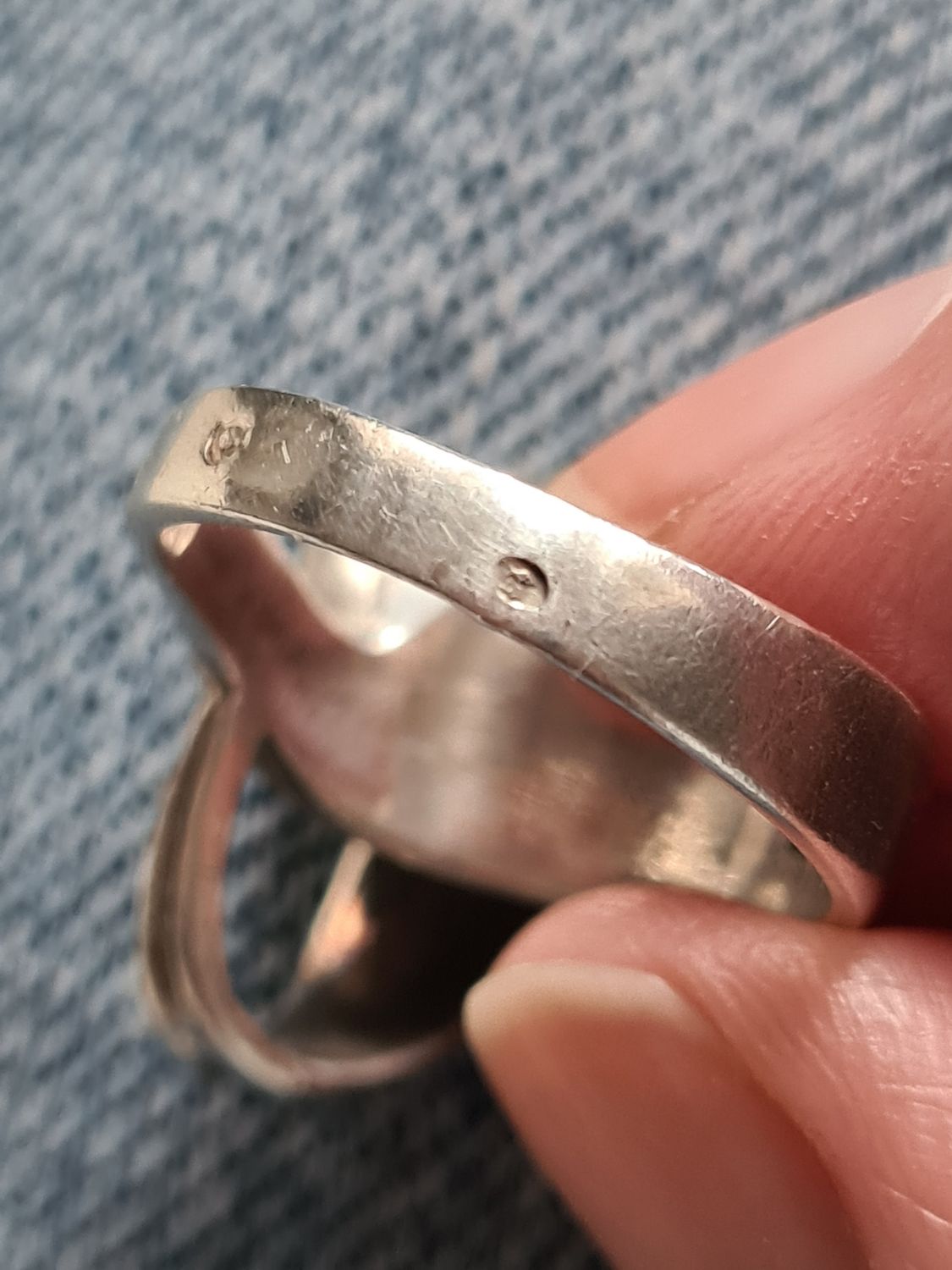 Vintage French ribbon sterling silver ring