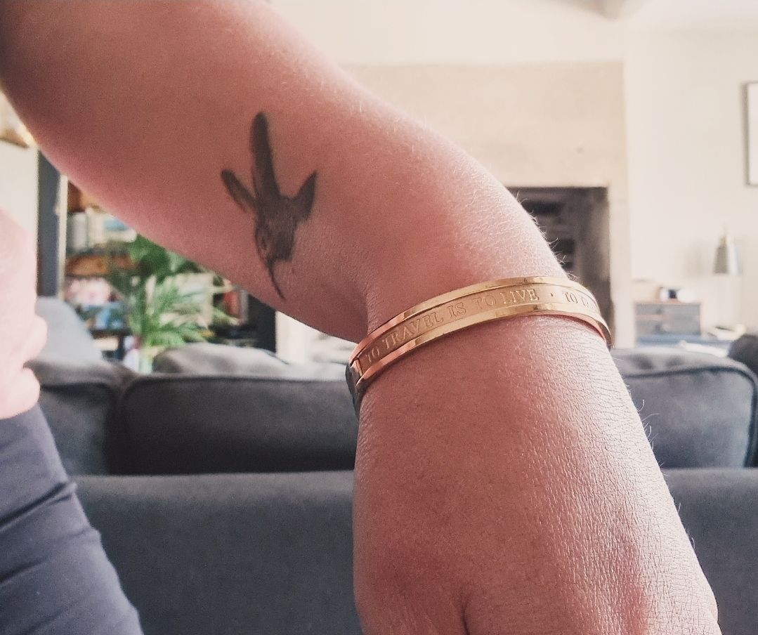 Dyrberg/Kern designer &#39;To travel is to live&#39; bangle