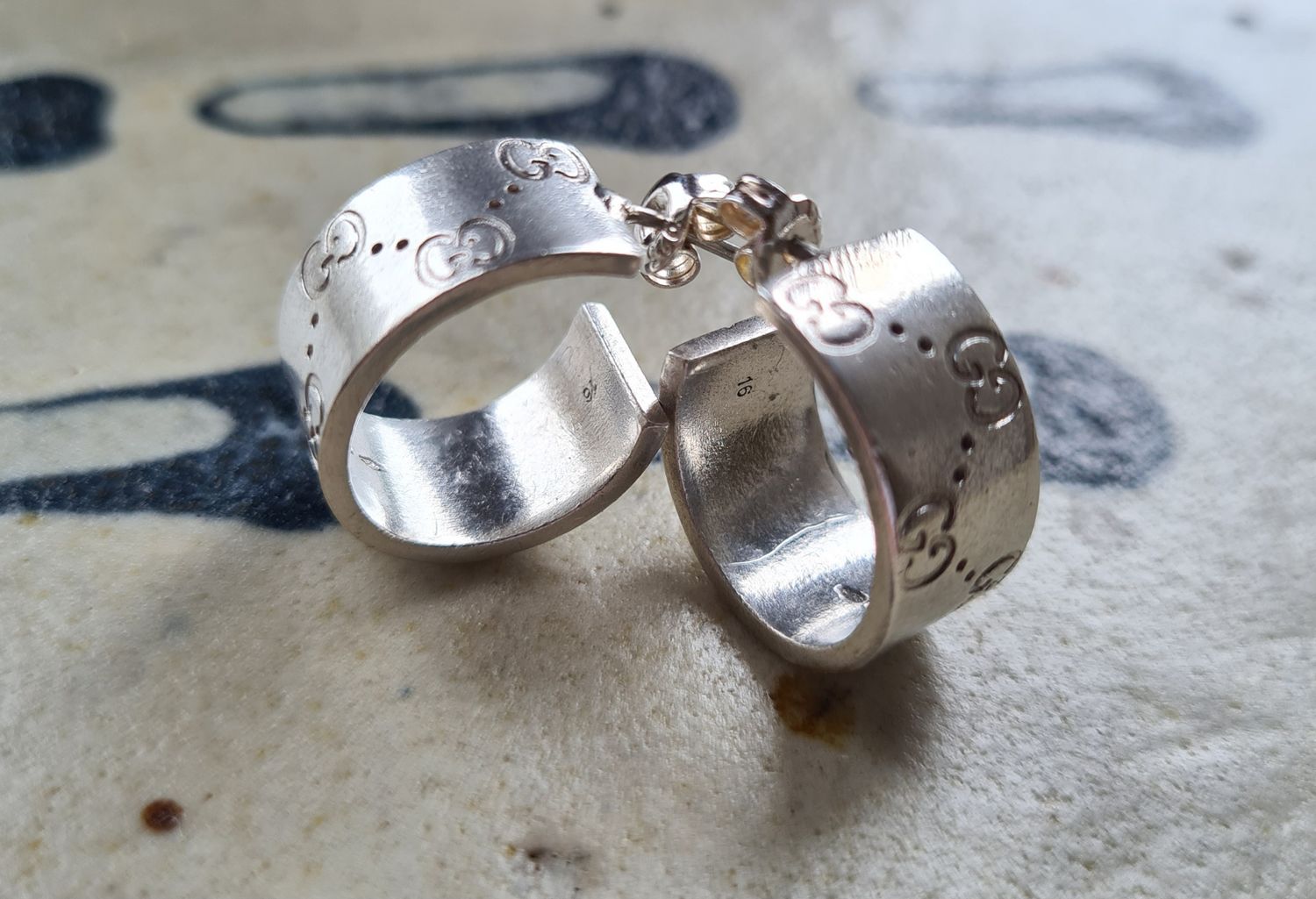 Sterling silver GG monogrammed hoops