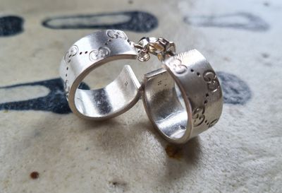 Sterling silver GG monogrammed hoops