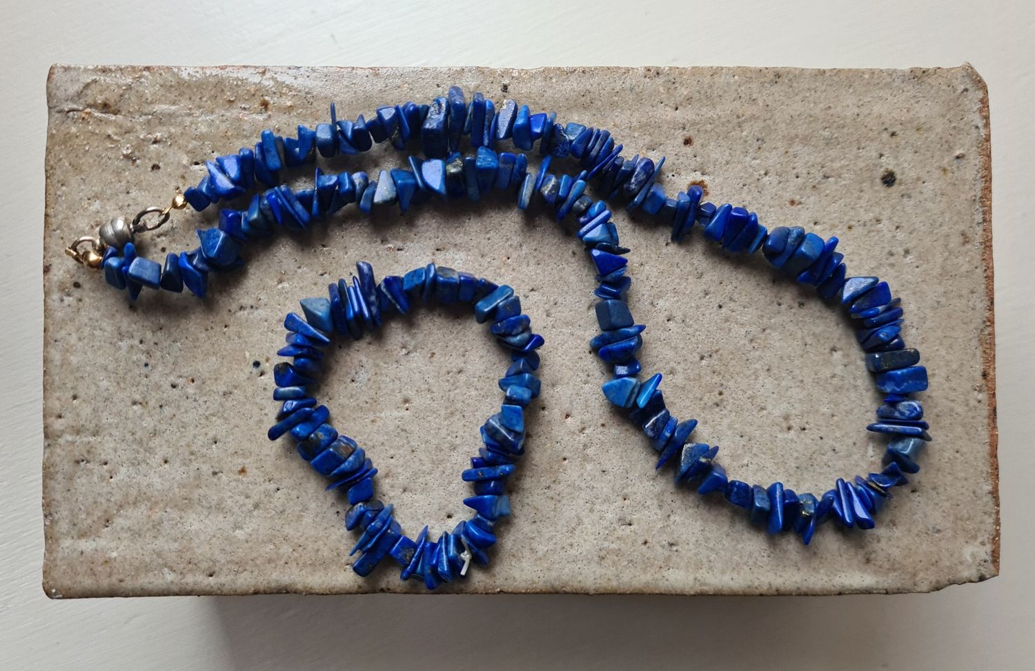 Vintage Lapis chip boho necklace