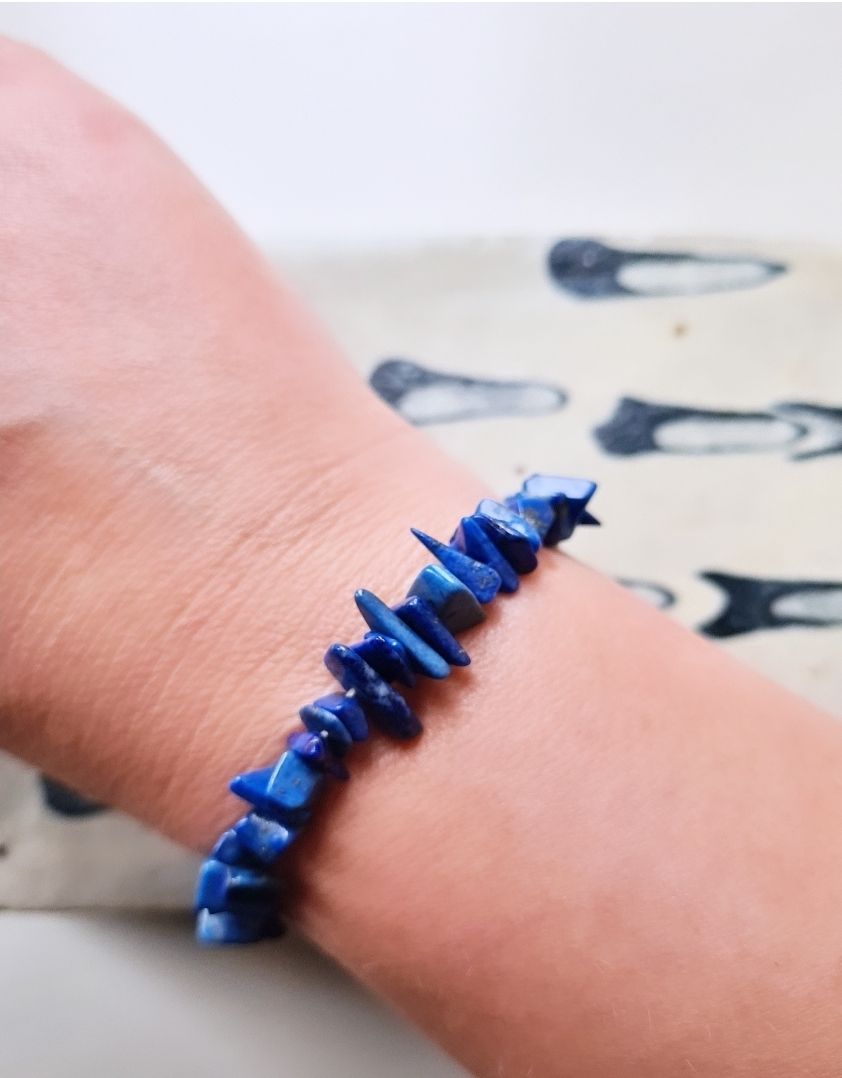 Vintage Lapis stretch boho bracelet