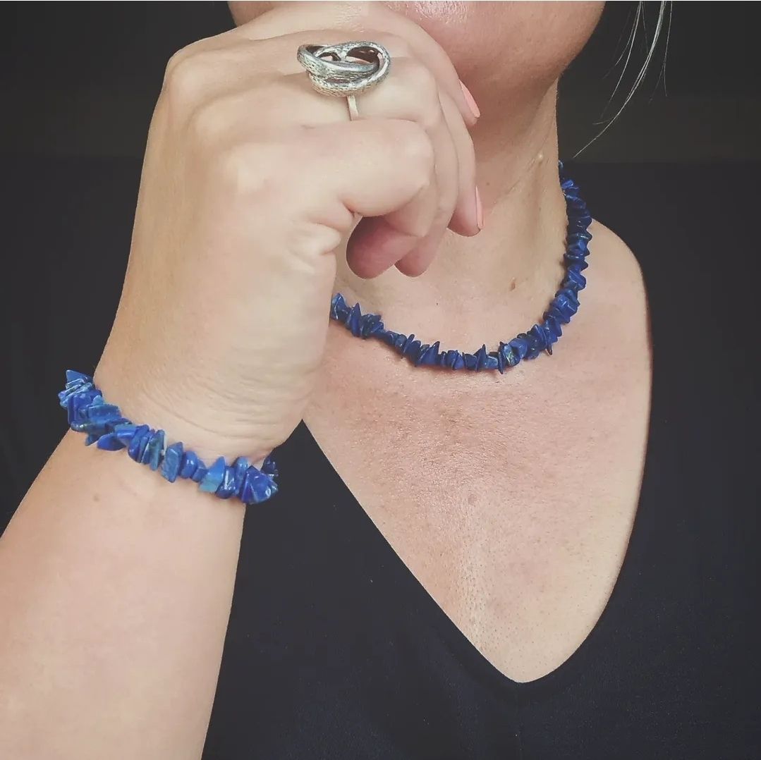 Vintage Lapis stretch boho bracelet