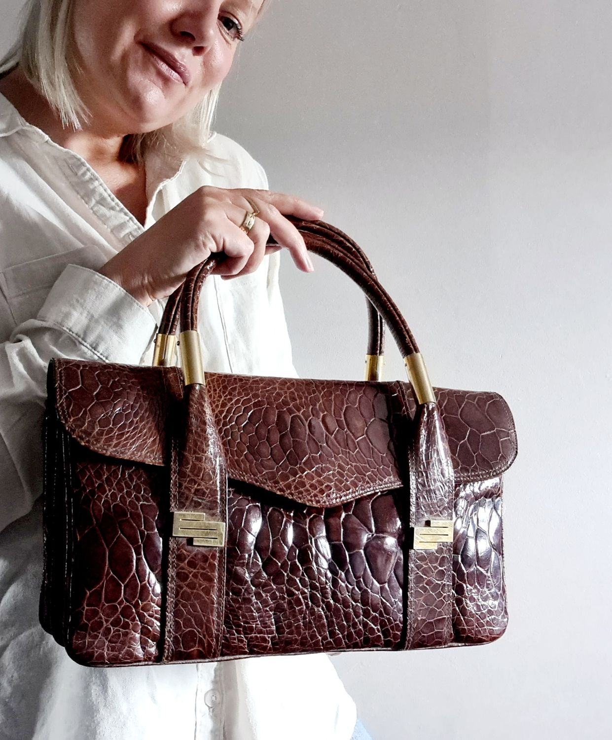 Incredible 1960&#39;s Italian croc grab bag