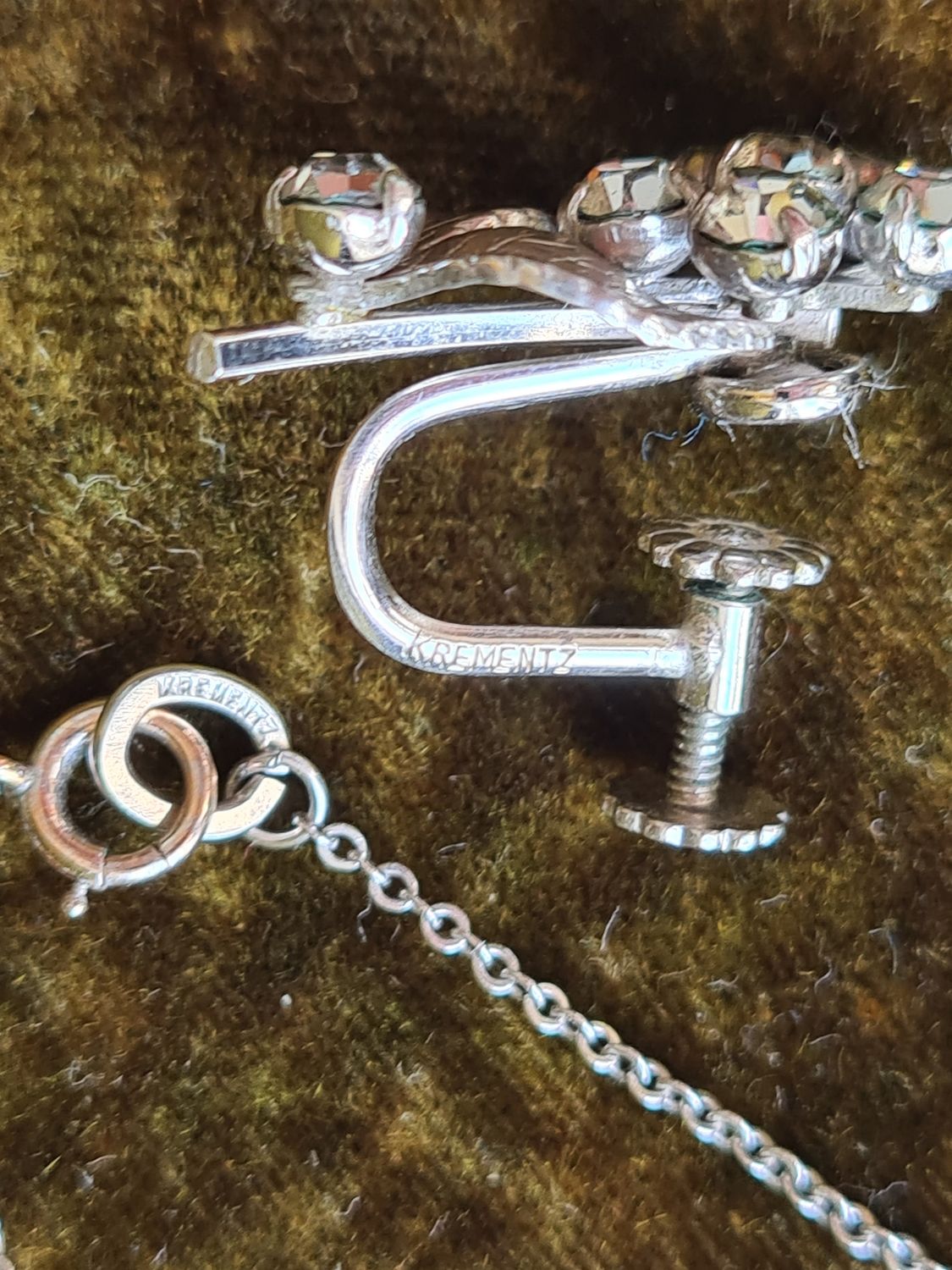 1930&#39;s Krementz flower crystal jewellery set