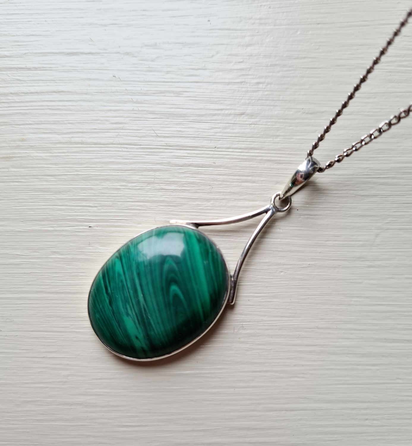 Stunning Malachite silver necklace
