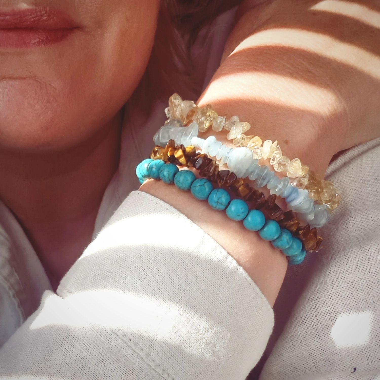 Beautiful semi precious stone stretch bracelets