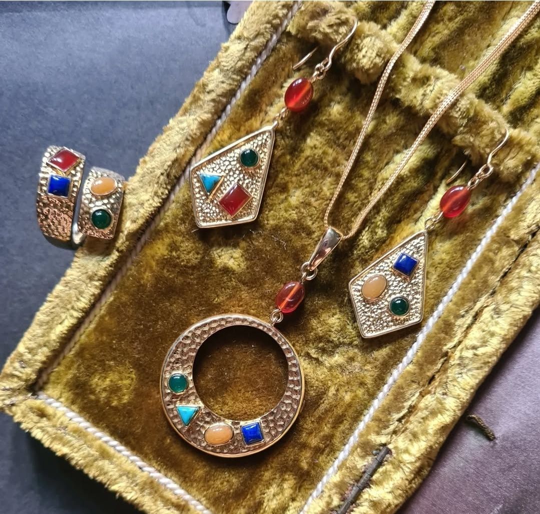 Multi semi-precious stone gold vermeil 925 necklace by designer Brian Joseph Berenblut