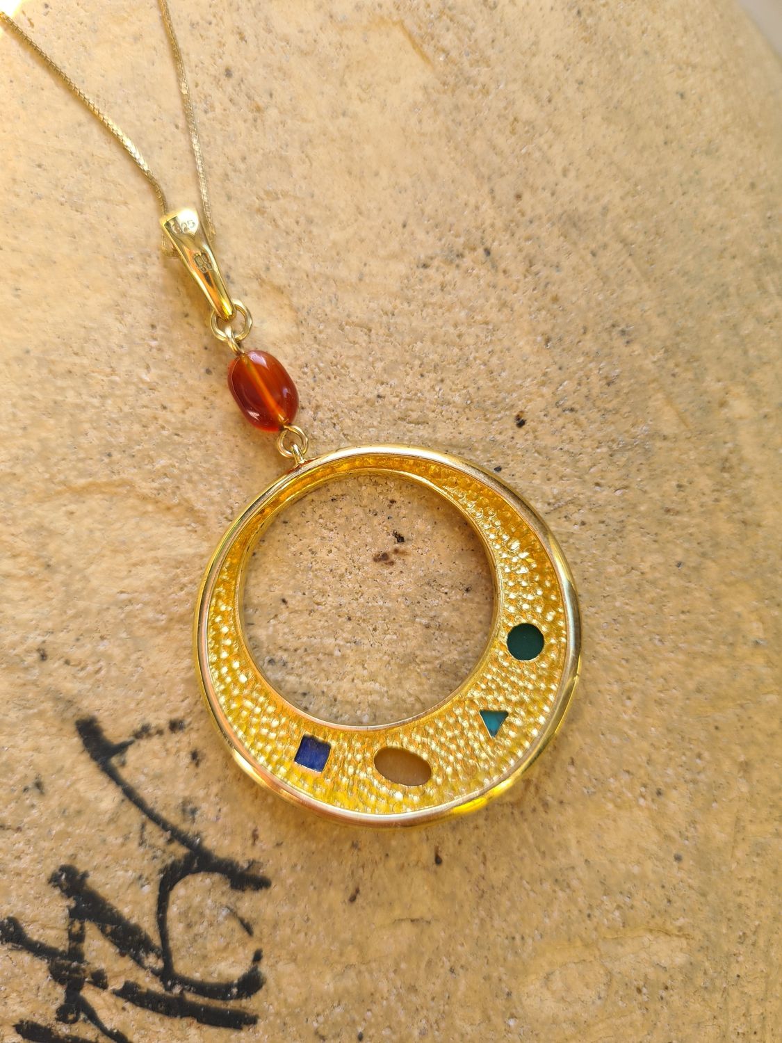 Multi semi-precious stone gold vermeil 925 necklace by designer Brian Joseph Berenblut
