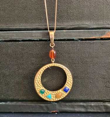 Multi semi-precious stone gold vermeil 925 necklace by designer Brian Joseph Berenblut