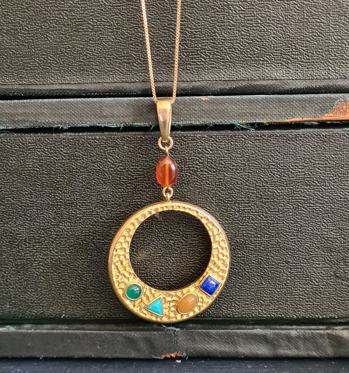 Multi semi-precious stone gold vermeil 925 necklace by designer Brian Joseph Berenblut