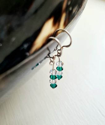 Pretty crystal drop silver earrings