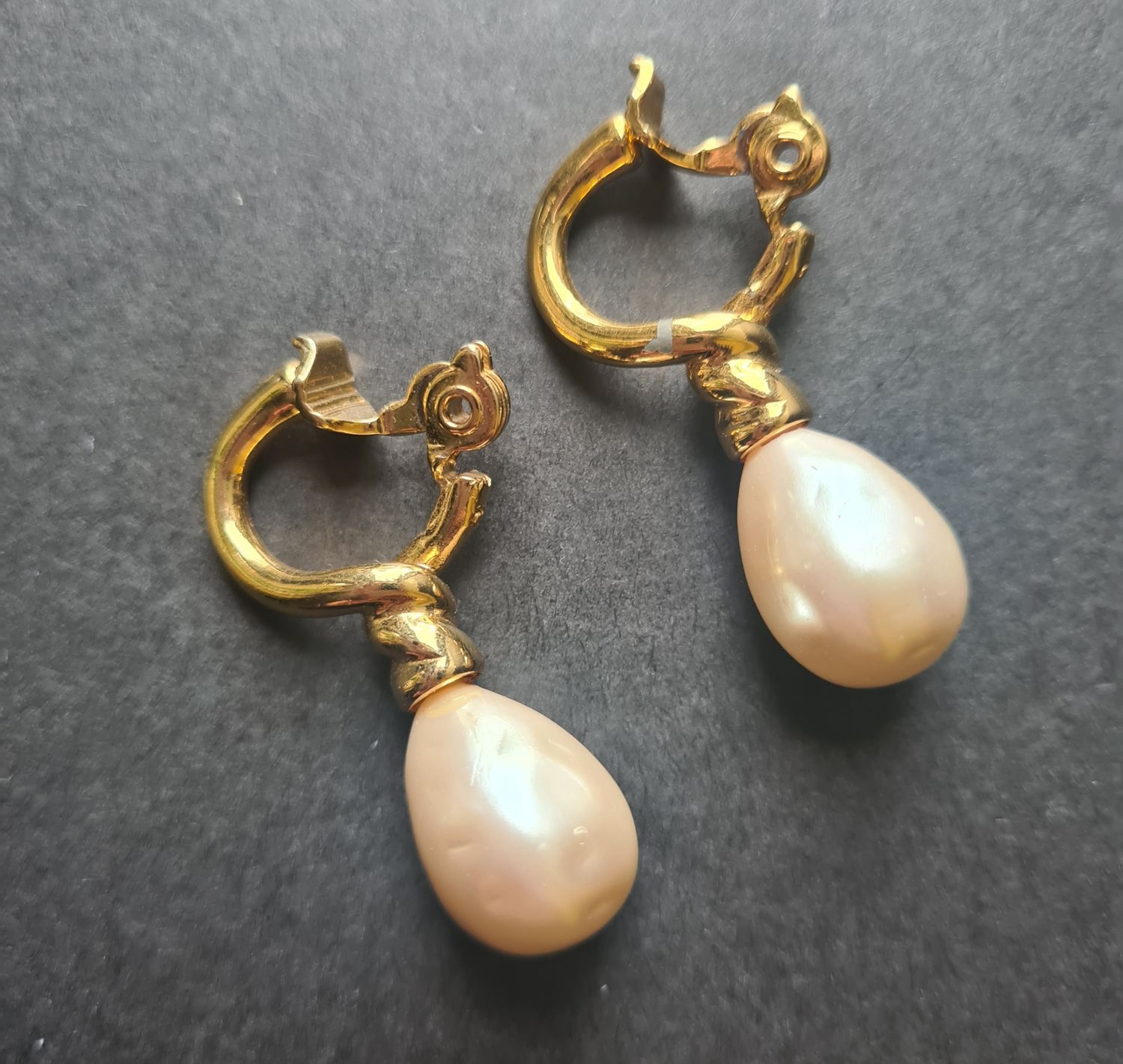 MONET faux pearl drop clip on earrings