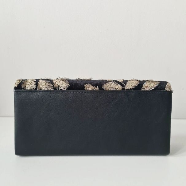 Stunning vintage Black velvet and gold applique box bag