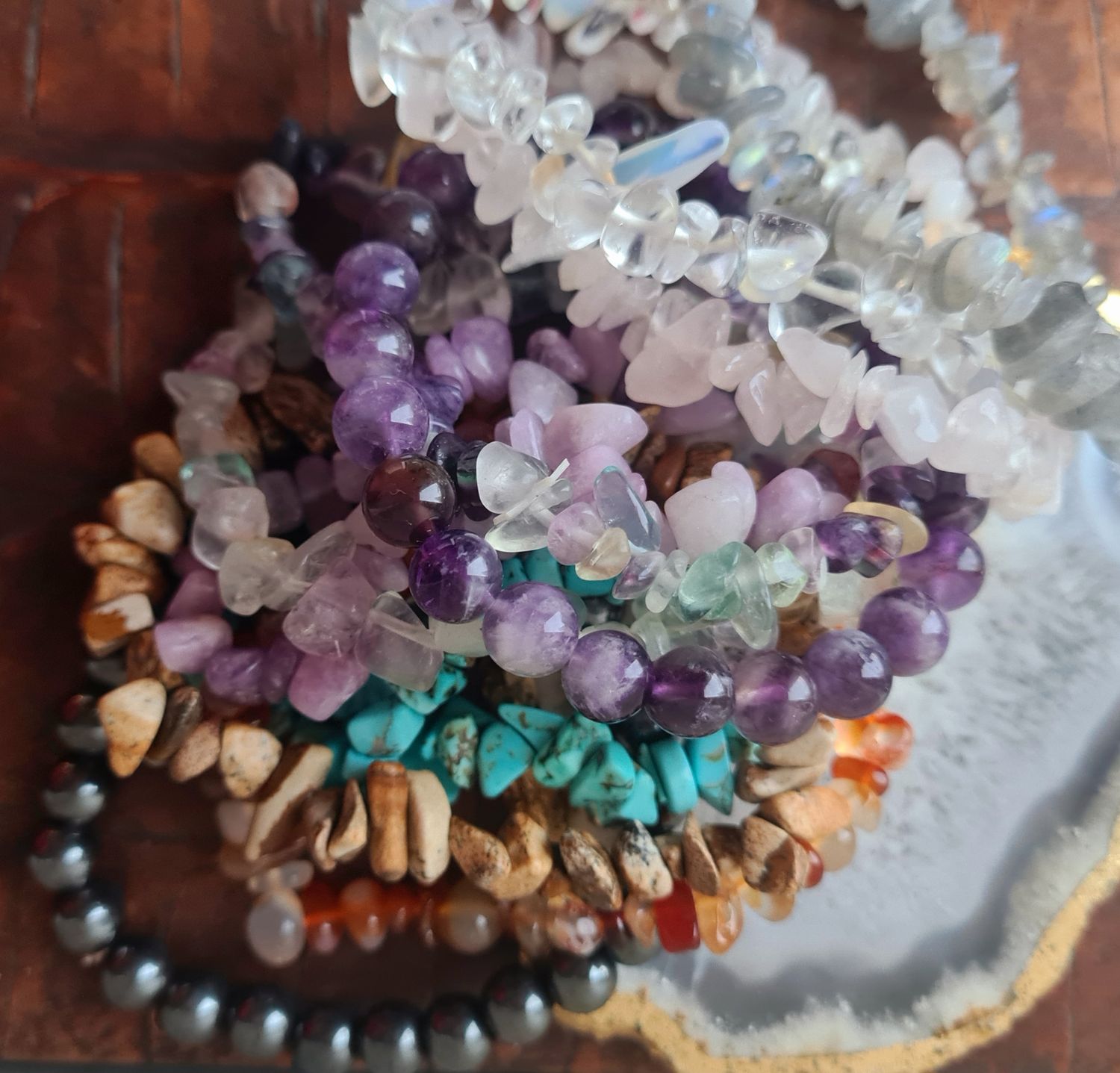 Beautiful semi precious stone stretch bracelets