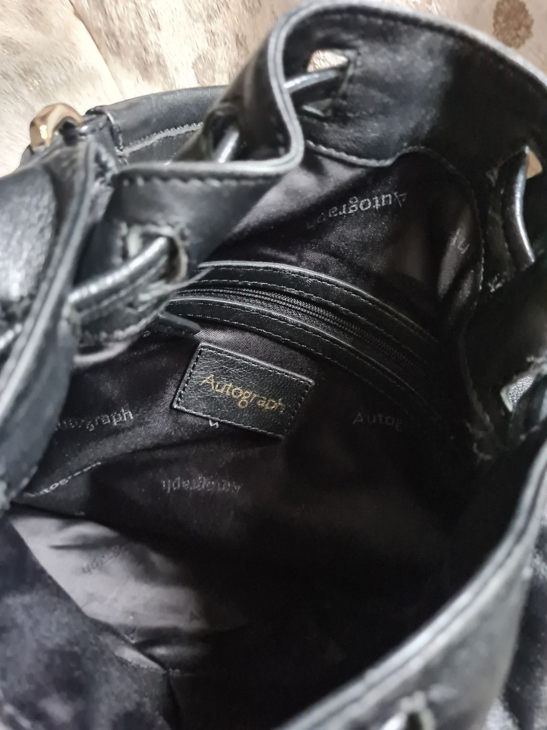 AUTOGRAPH leopard &amp; black leather bucket bag RRP £100+