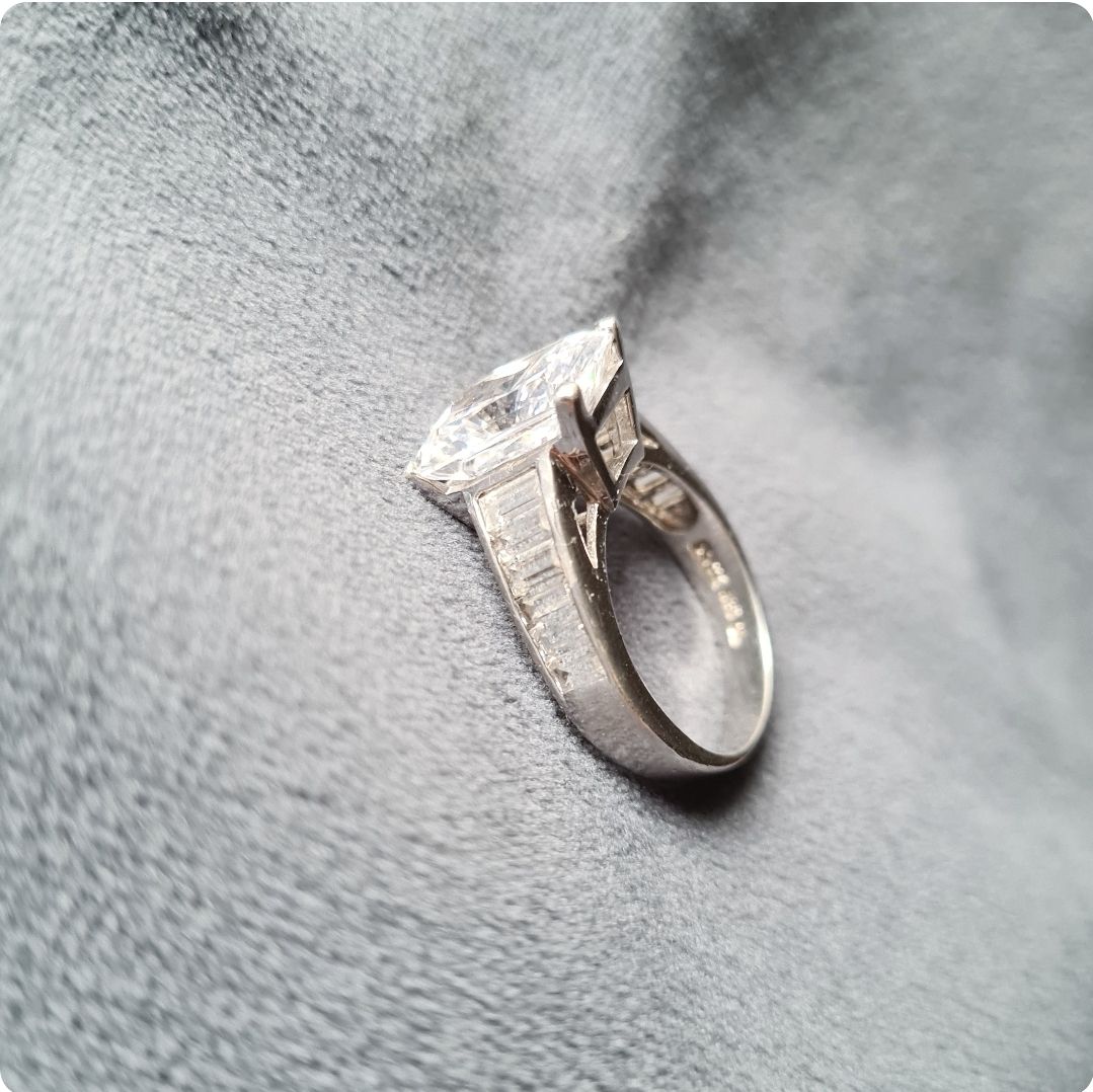 Incredible emerald cut Cubic Zirconia silver ring