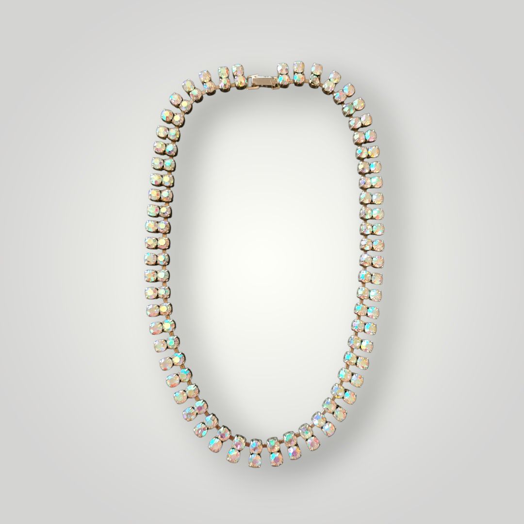 1950&#39;s Aurora Borealis crystal collar necklace