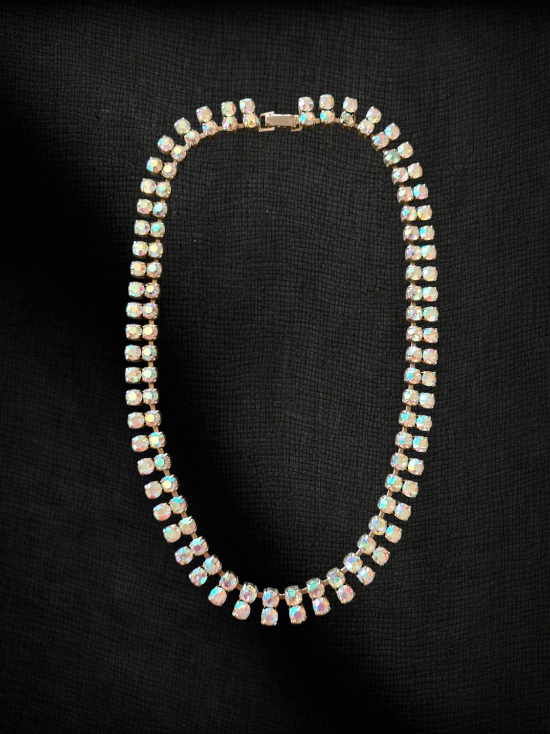 1950&#39;s Aurora Borealis crystal collar necklace