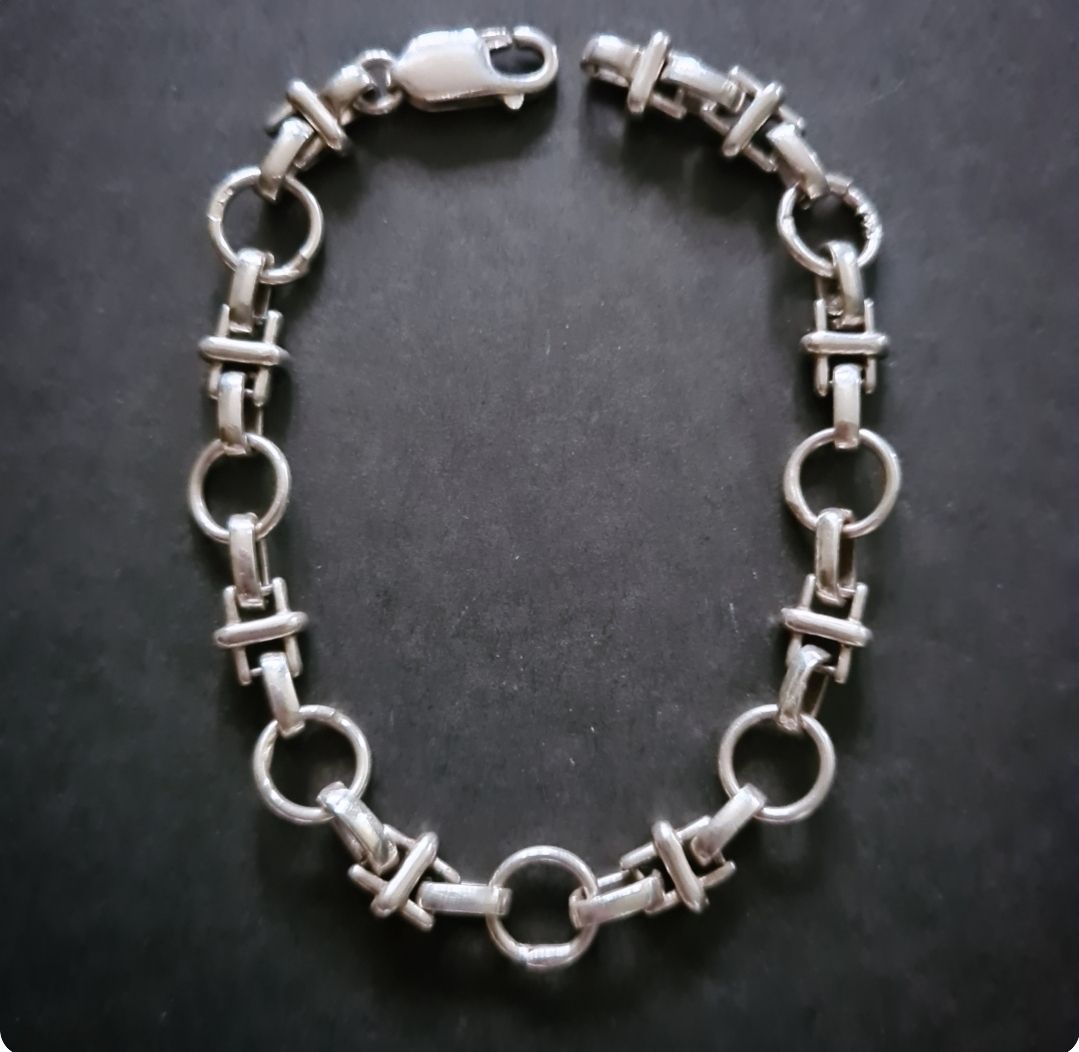 Statement horsebit-style link silver bracelet