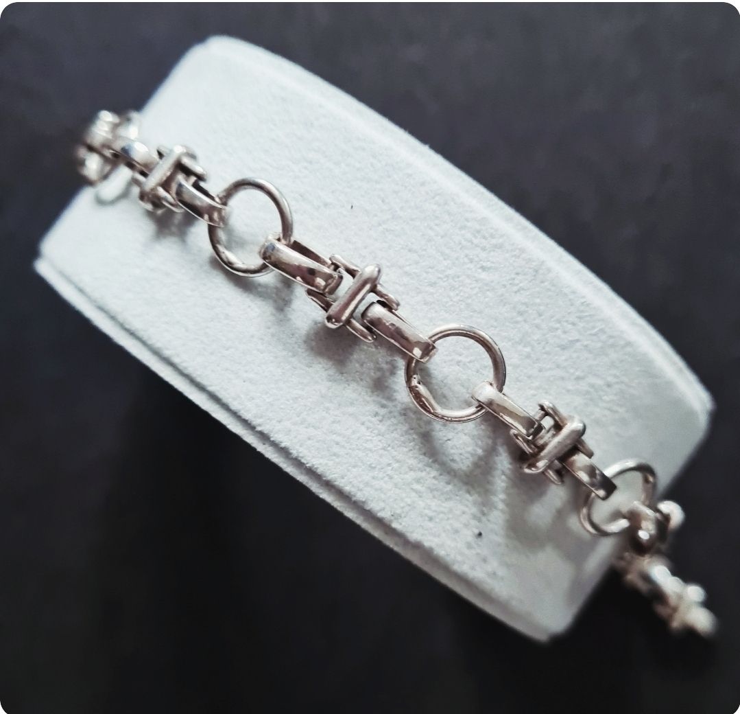 Statement horsebit-style link silver bracelet