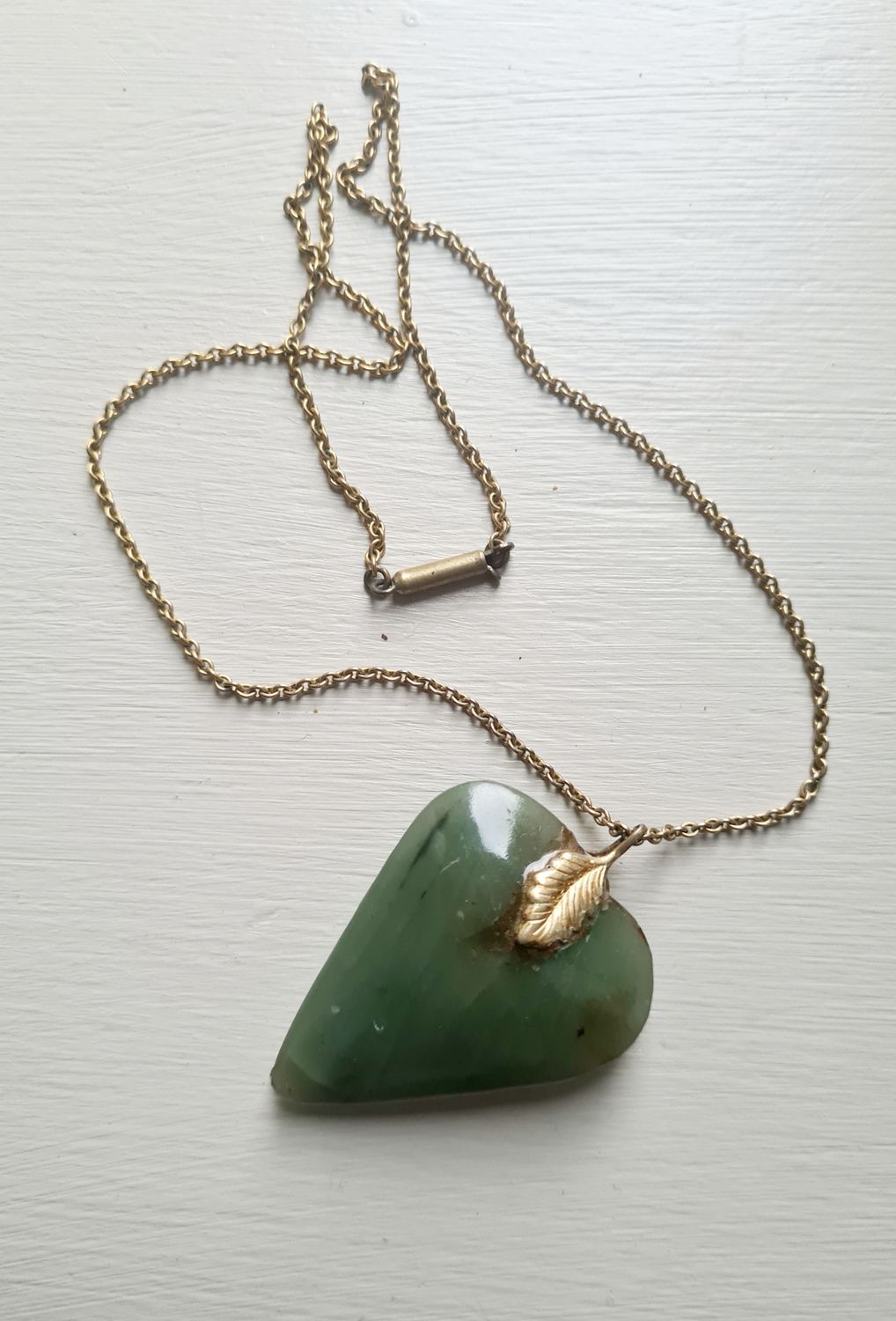 Vintage large Nephrite Jade Heart necklace
