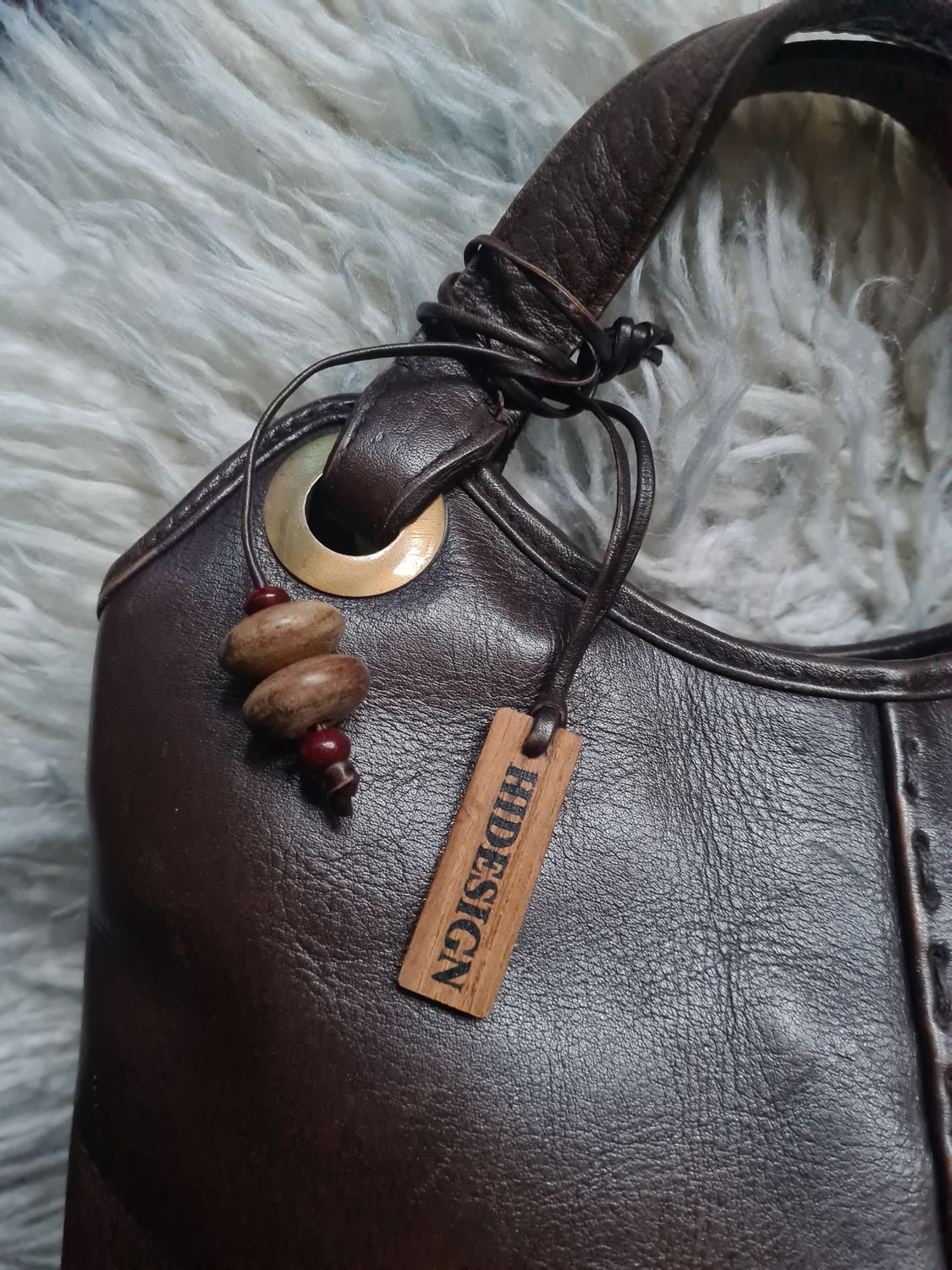 Preloved HIDESIGN brown leather grab bag
