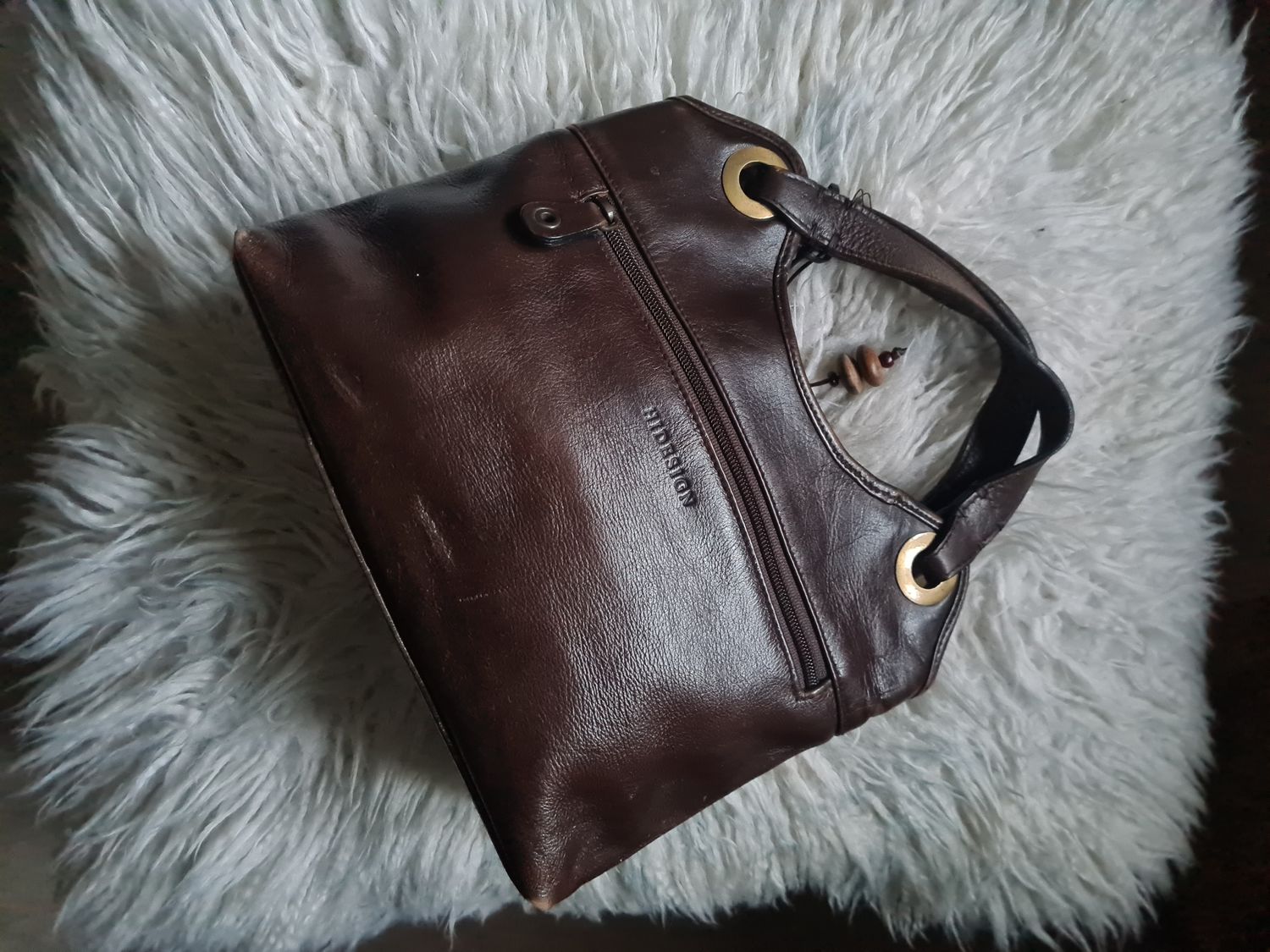 Preloved HIDESIGN brown leather grab bag