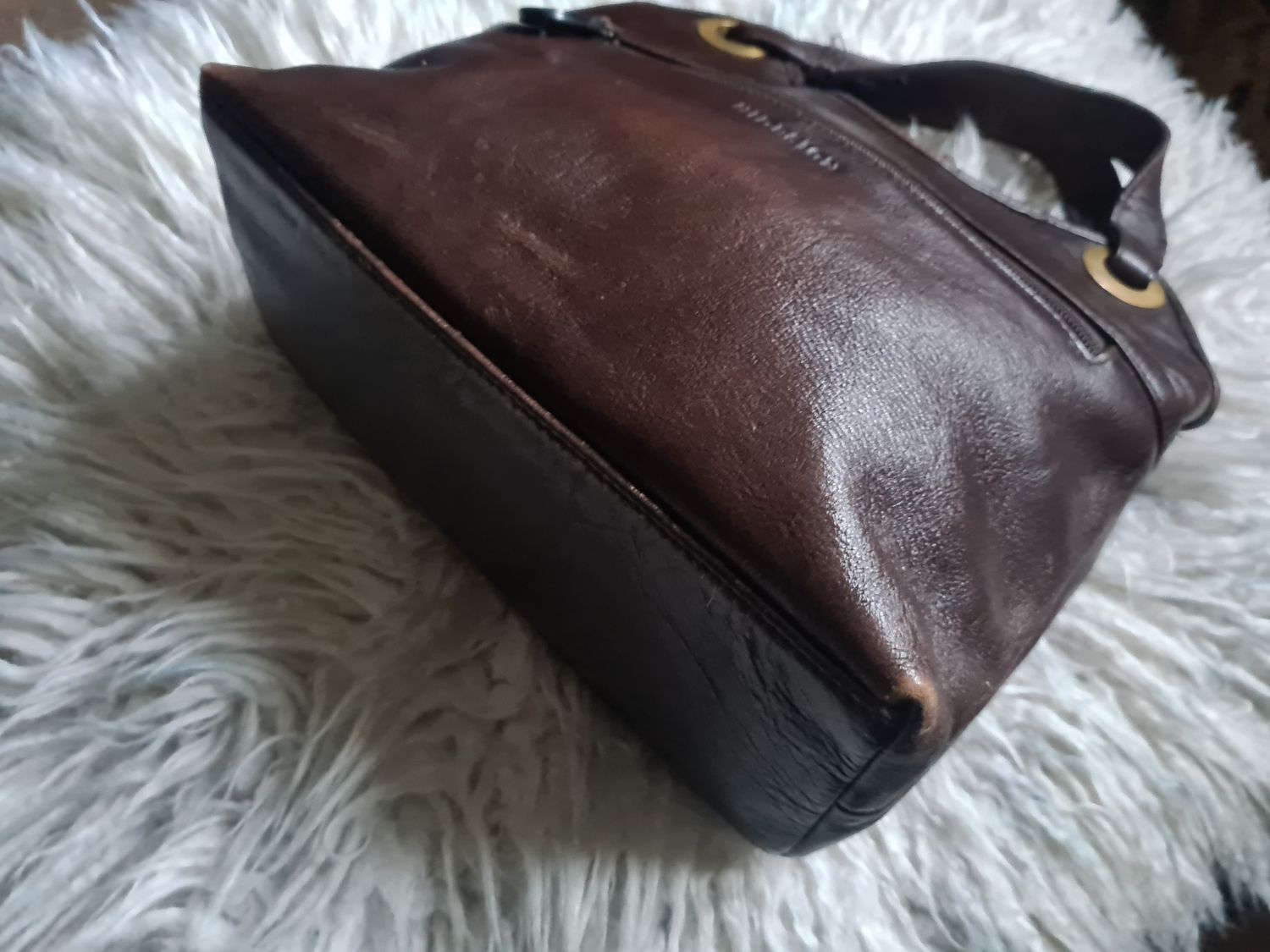 Preloved HIDESIGN brown leather grab bag