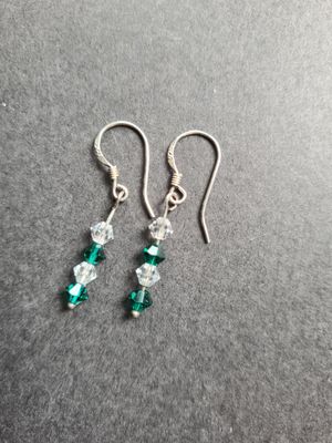 Pretty crystal drop silver earrings
